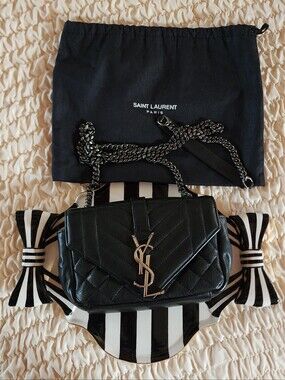Saint Laurent Black Quilted Leather Chain Mini Crossbody Bag